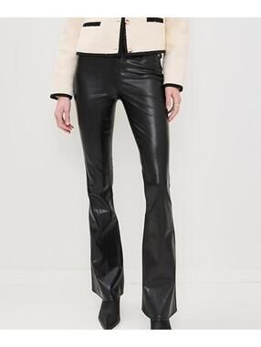 $328 NWT VERONICA BEARD Beverly High Rise Black Faux Leather Flare Pants Size 28